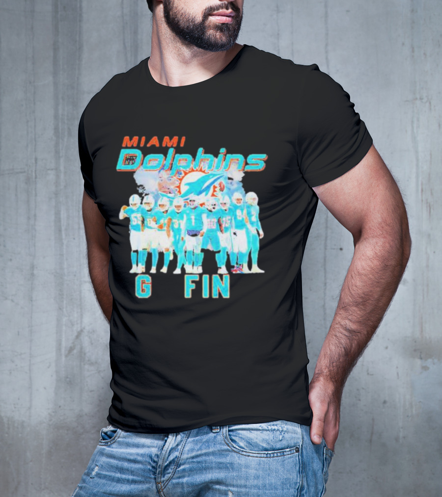 Miami Dolphins Go Fins Players Logo Team Spirit T-Shirt