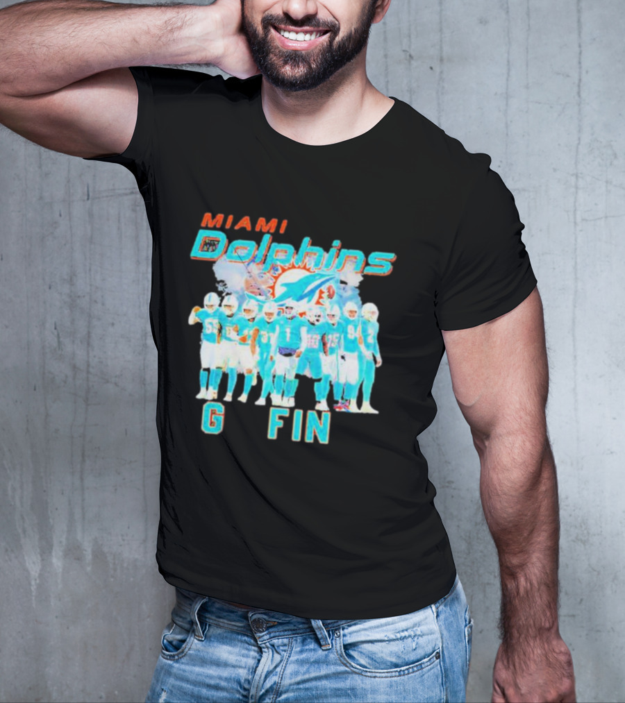 Miami Dolphins Go Fins Players Logo Team Spirit T-Shirt