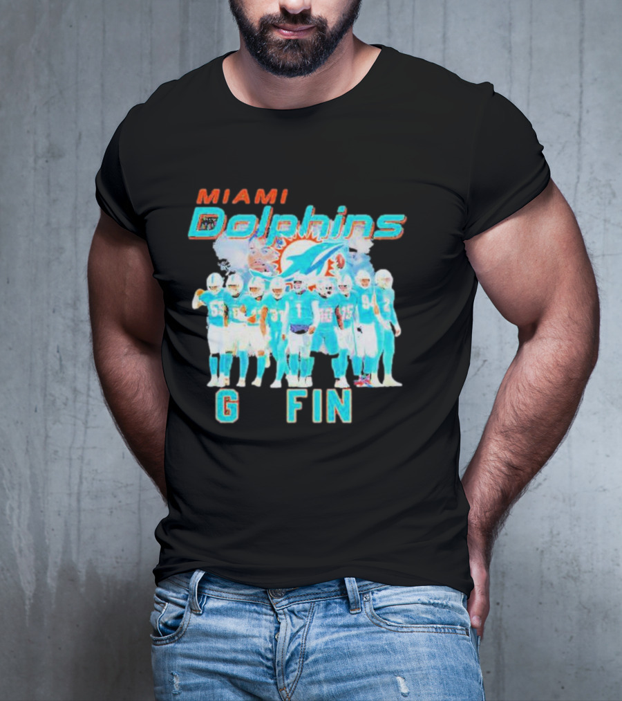 Miami Dolphins Go Fins Players Logo Team Spirit T-Shirt