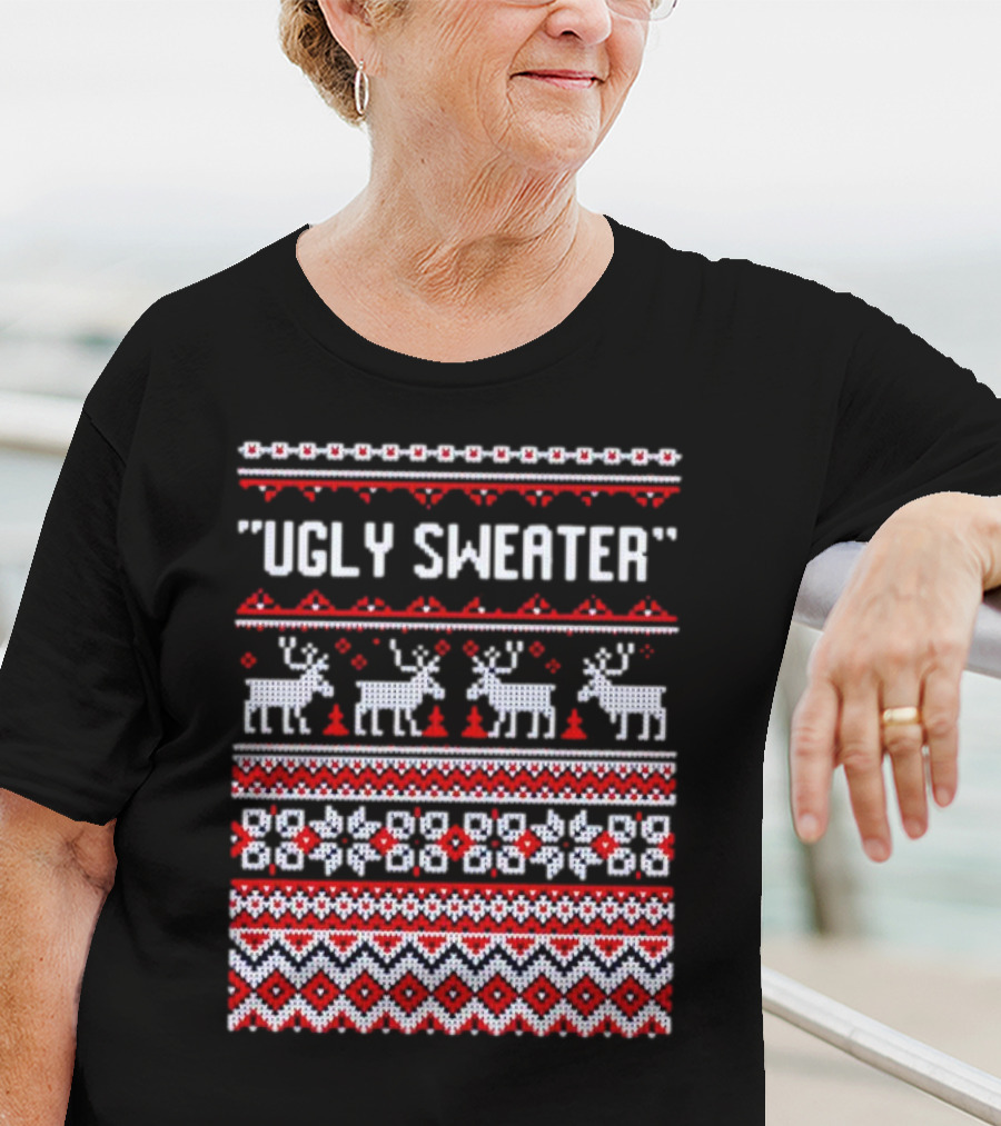 Reindeer Ugly Sweater Christmas Pattern 'UGLY SWEATER' T-Shirt