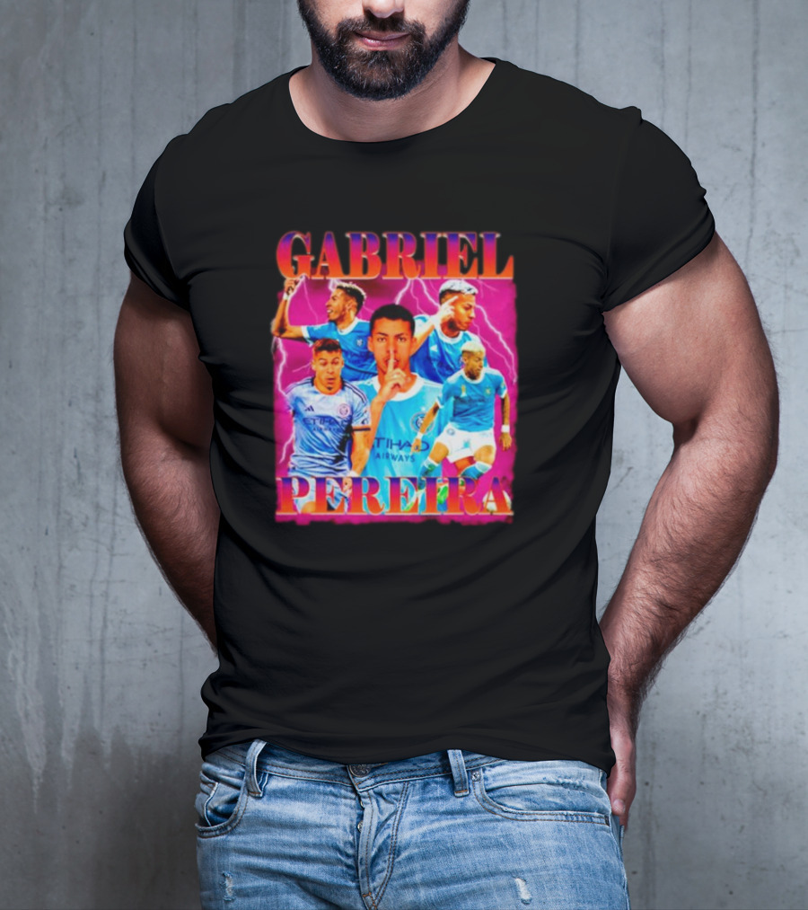 GABRIEL PEREIRA NYCFC Soccer Lightning Collage T-Shirt