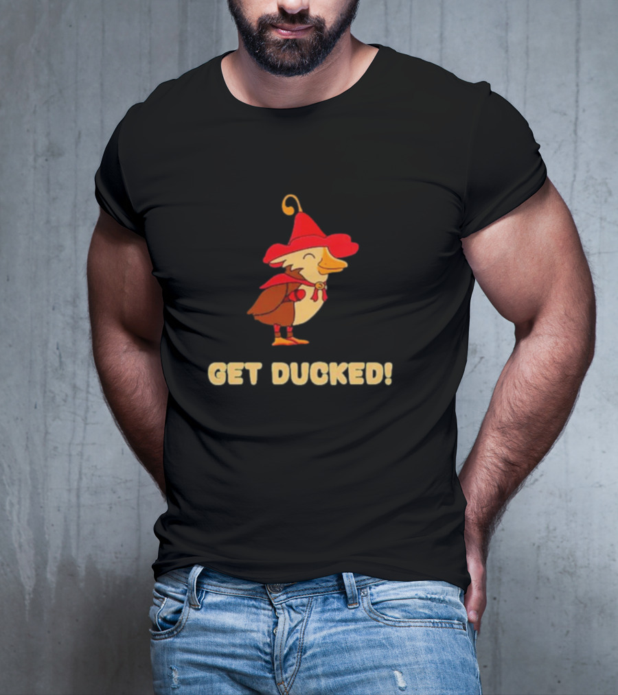 Get Ducked Cartoon Duck In Red Hat And Cape T-Shirt