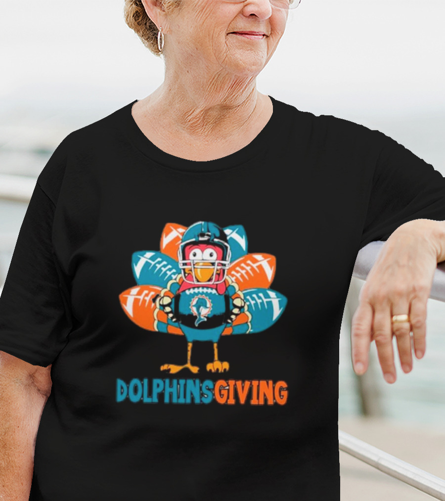 Dolphinsgiving Miami Dolphins Thanksgiving Turkey Football T-Shirt