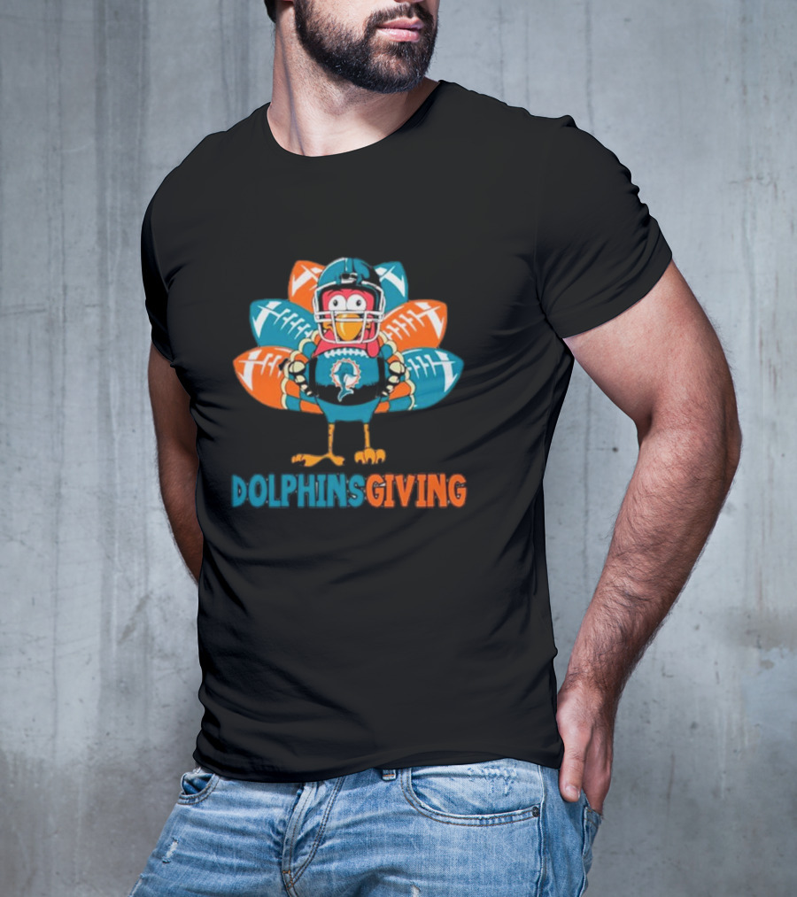 Dolphinsgiving Miami Dolphins Thanksgiving Turkey Football T-Shirt