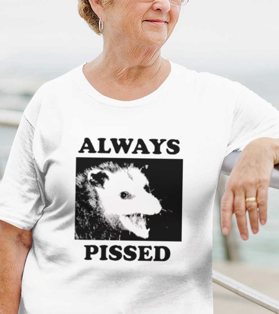 Opossum Always Pissed Black-and-White T-Shirt