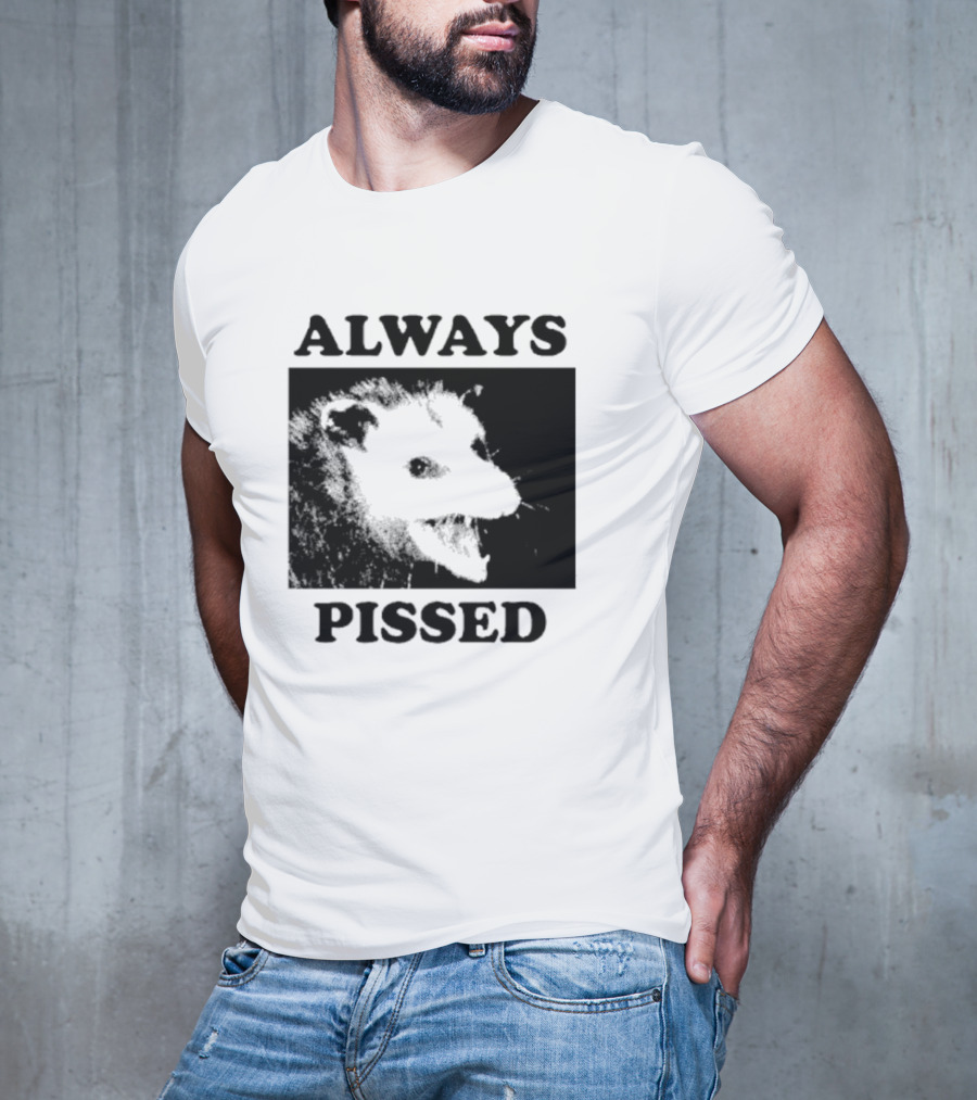 Opossum Always Pissed Black-and-White T-Shirt