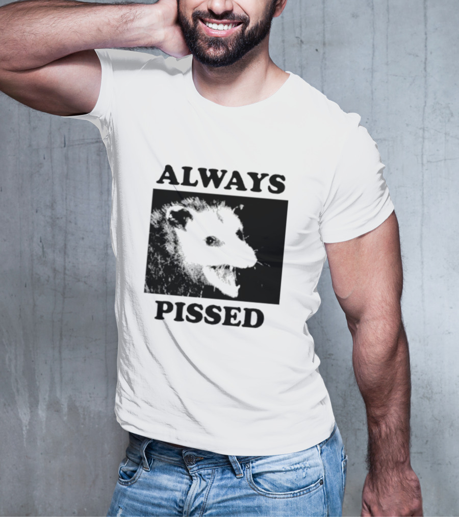 Opossum Always Pissed Black-and-White T-Shirt