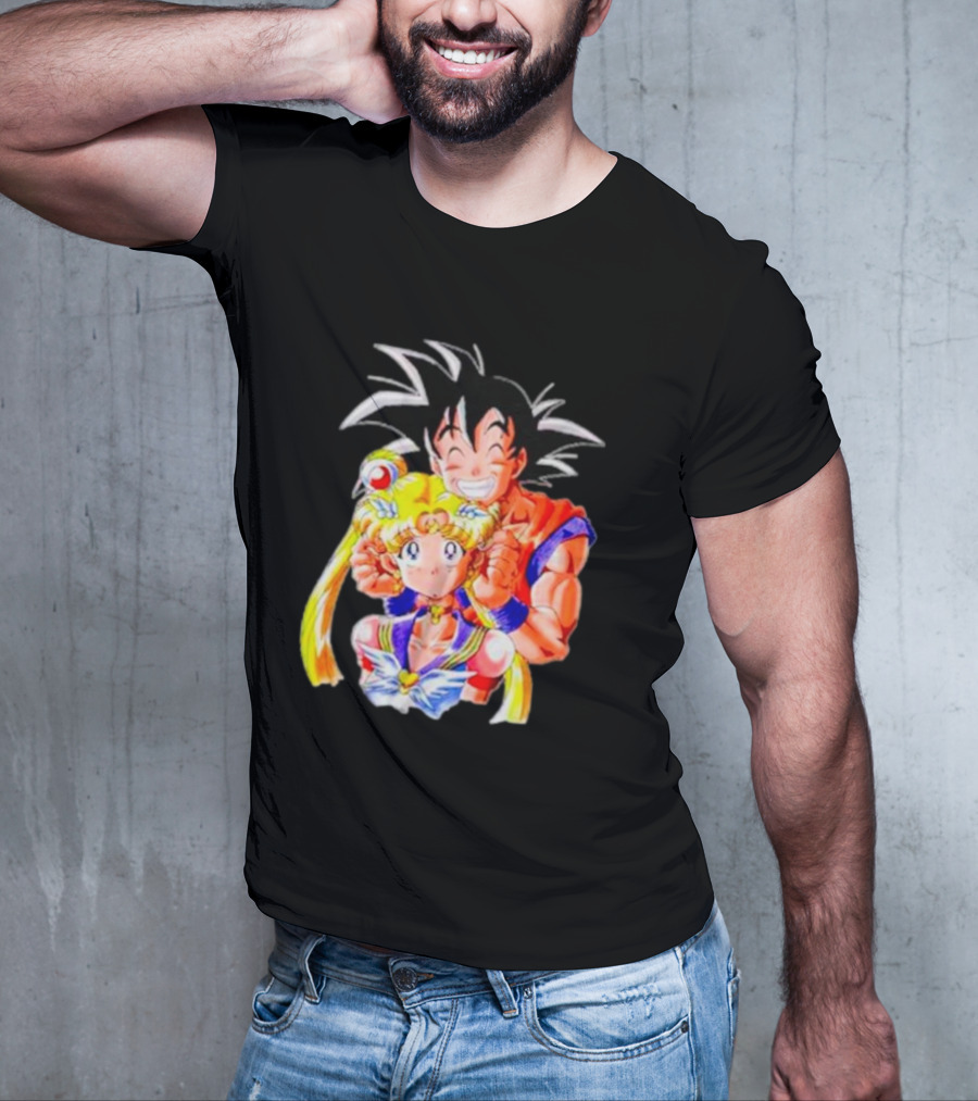 Sailor Moon And Goku Crossover Fusion Character Collaboration T-Shirt
