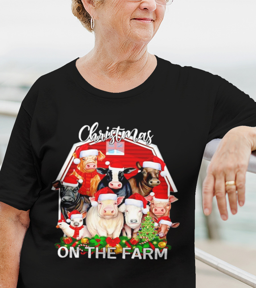 Christmas Animals Santa On The Farm T-Shirt