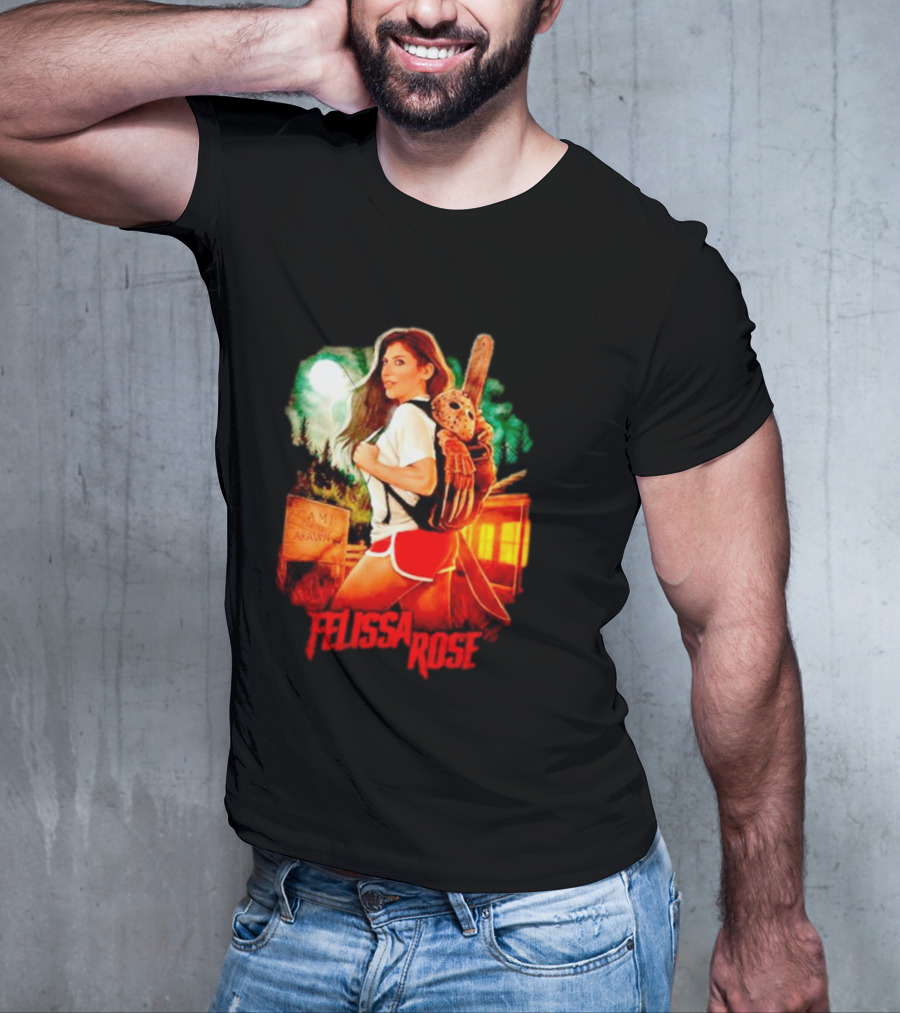 Felissa Rose Happy Camper Camp Arawak Masked Figure Forest Scene T-Shirt