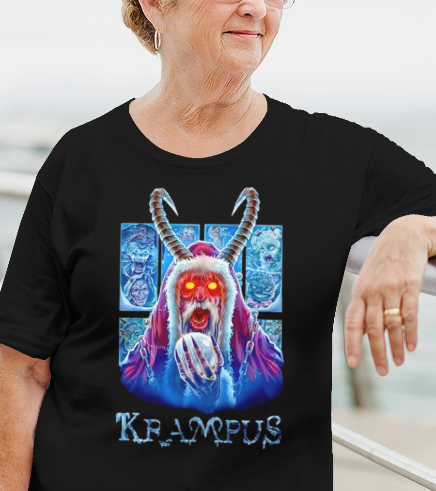 Krampus The Shadow Of St Nick With Horned Demon And Scary Faces T-Shirt