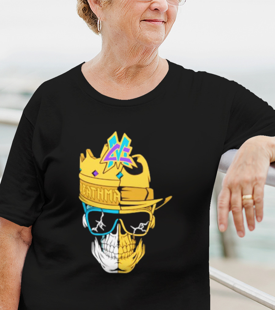 Matt Cardona Deathmatch God Crowned Skull With Sunglasses And Crown Split T-Shirt