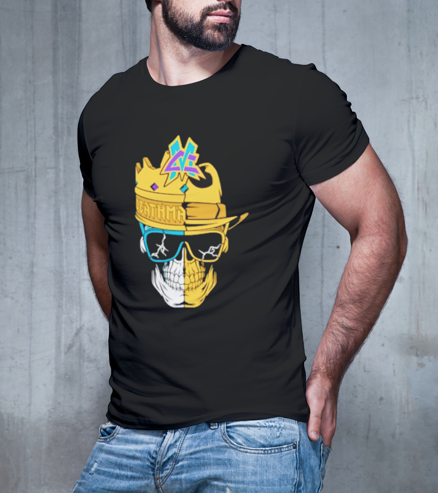 Matt Cardona Deathmatch God Crowned Skull With Sunglasses And Crown Split T-Shirt