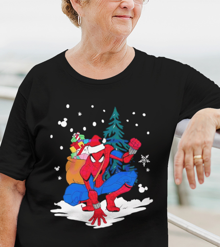 Spiderman Santa Christmas Tree Snow Presents T-Shirt