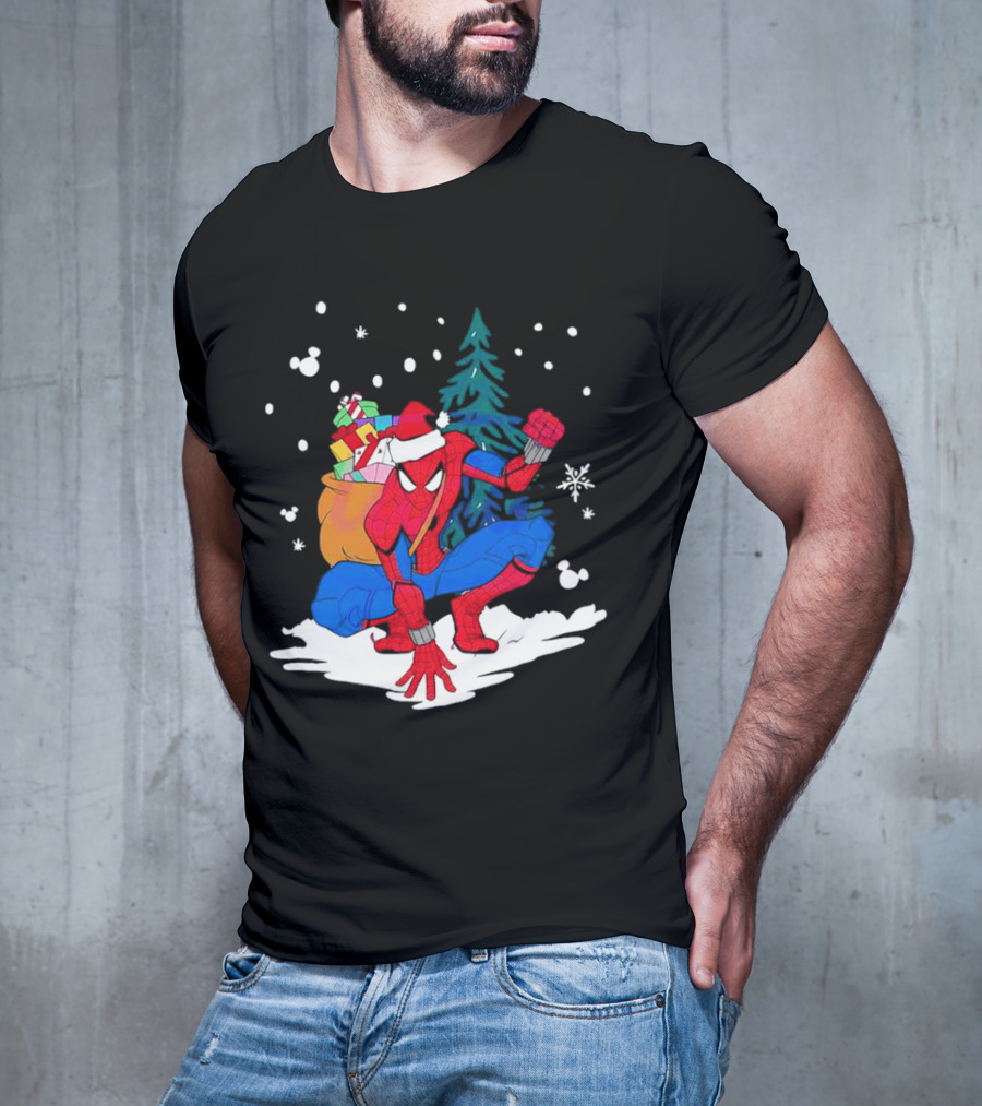 Spiderman Santa Christmas Tree Snow Presents T-Shirt