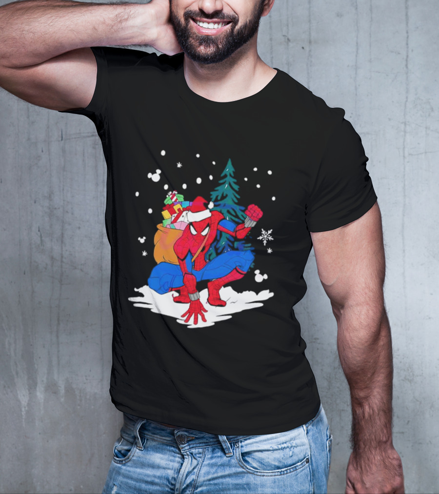 Spiderman Santa Christmas Tree Snow Presents T-Shirt