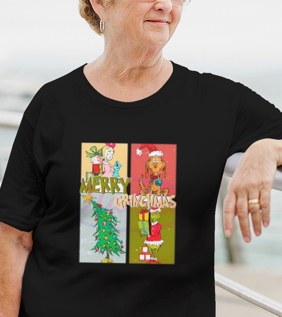 Merry Grinchmas Characters Vintage Grinch And Max Christmas Tree T-Shirt
