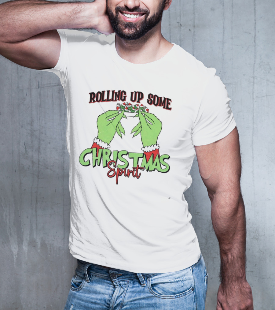 Rolling Up Some Christmas Spirit Grinch's Hands Festive Vibe T-Shirt