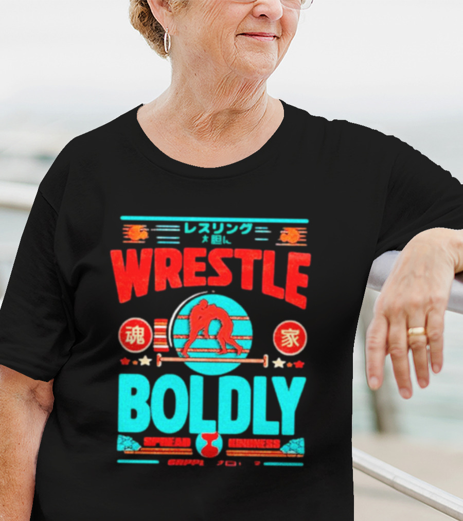 Wrestle Boldly Spread Kindness Wrestling Iconic Symbols T-Shirt