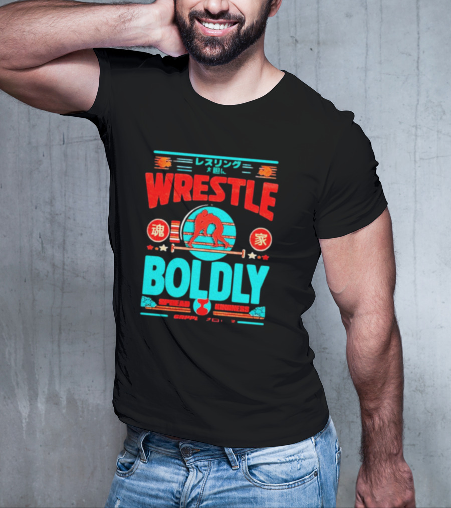 Wrestle Boldly Spread Kindness Wrestling Iconic Symbols T-Shirt