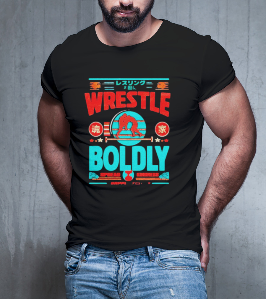 Wrestle Boldly Spread Kindness Wrestling Iconic Symbols T-Shirt