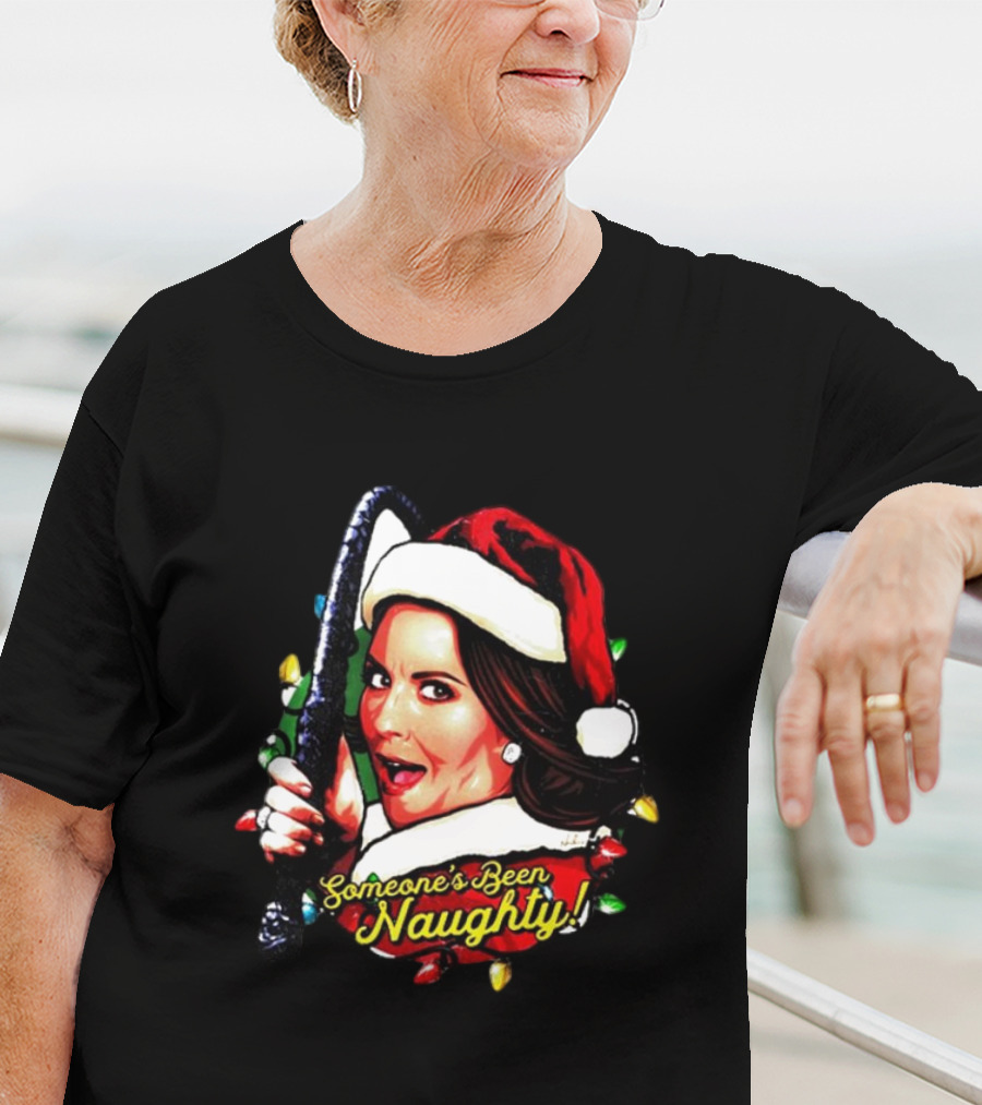 Karen Walker Someone’s Been Naughty Christmas Santa Whip Lights T-Shirt