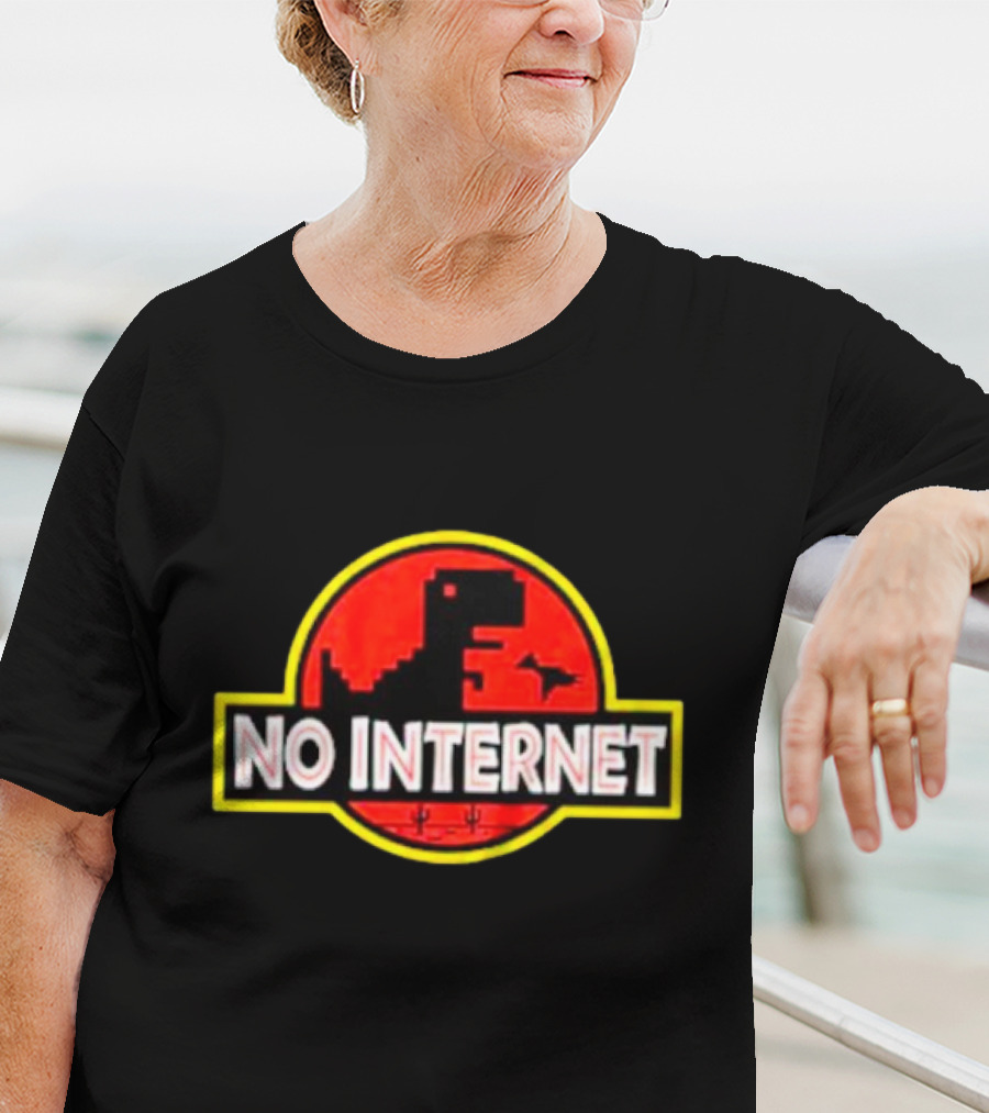 No Internet Dinosaur Jurassic Park T-Shirt