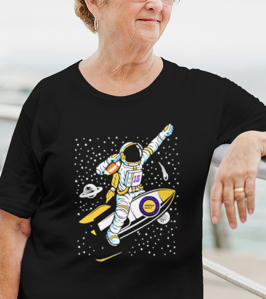Phil Mackey Purple Daily Passtronaut Football Astronaut Galaxy Surfing 15 Space Adventure T-Shirt