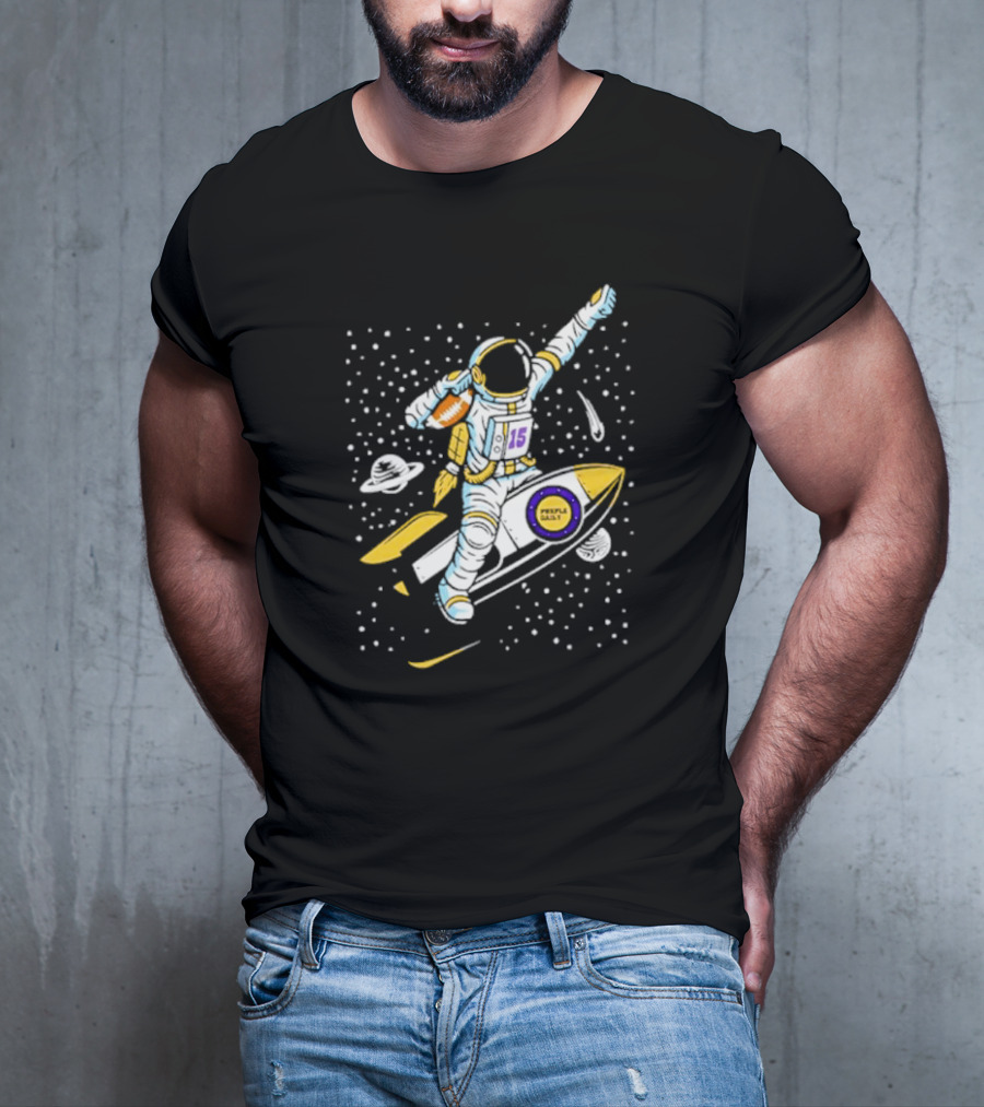 Phil Mackey Purple Daily Passtronaut Football Astronaut Galaxy Surfing 15 Space Adventure T-Shirt