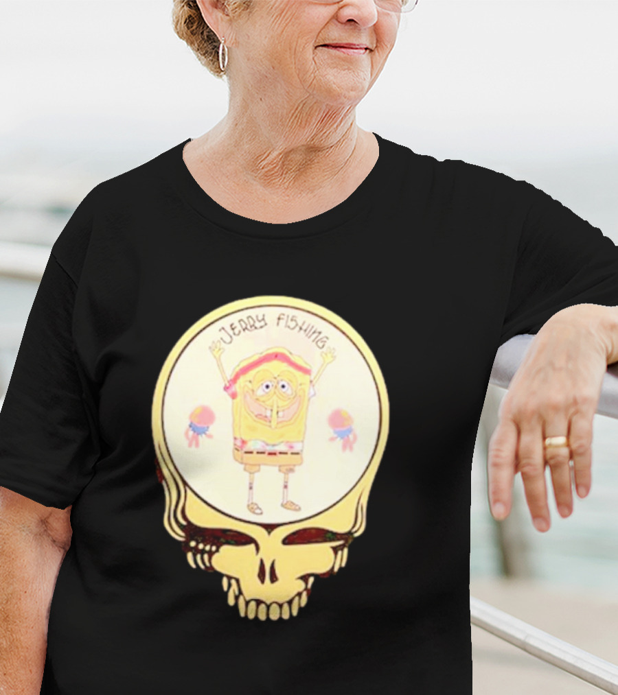 SpongeBob Jerry Fishing Grateful Dead Skull T-Shirt