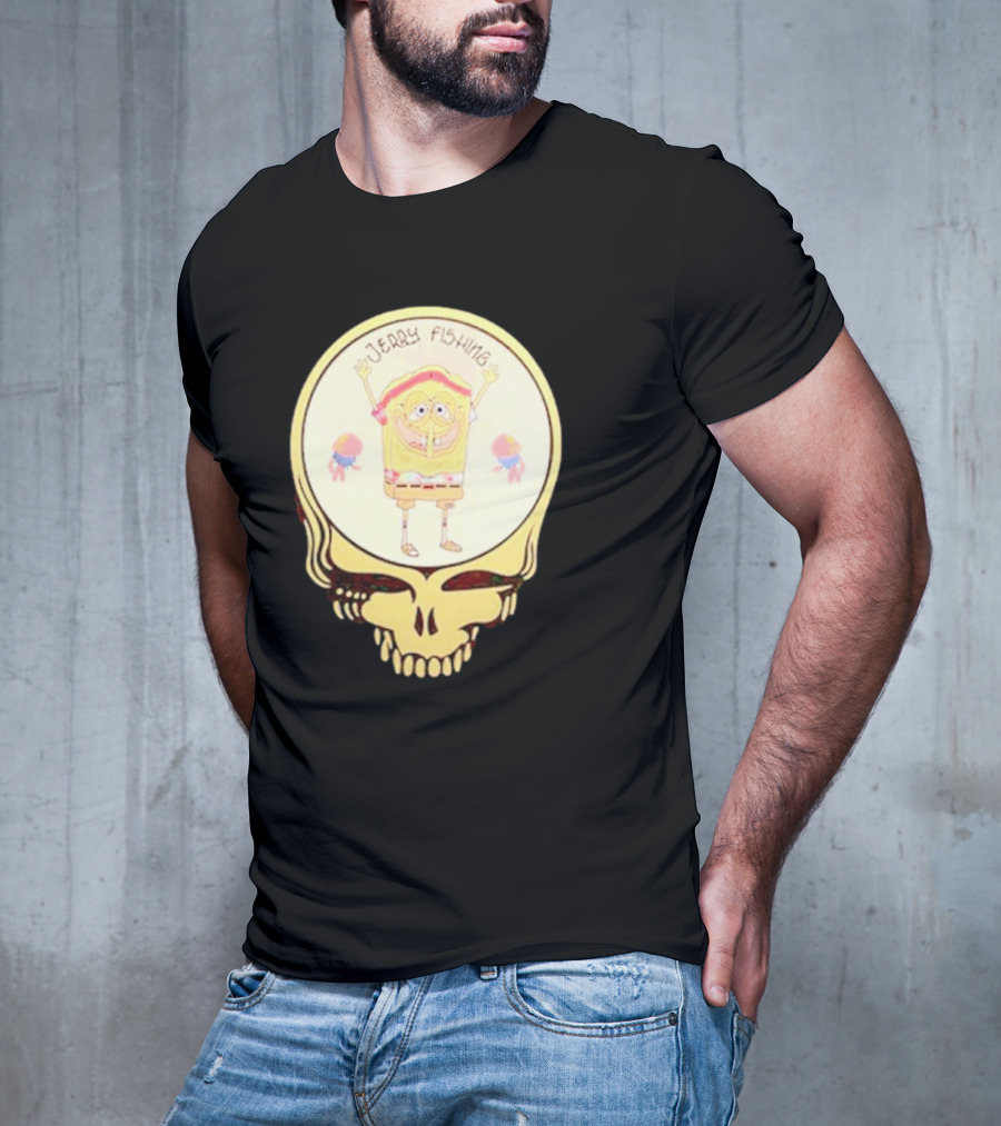 SpongeBob Jerry Fishing Grateful Dead Skull T-Shirt