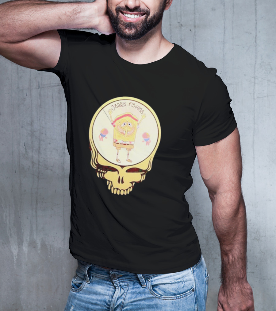 SpongeBob Jerry Fishing Grateful Dead Skull T-Shirt