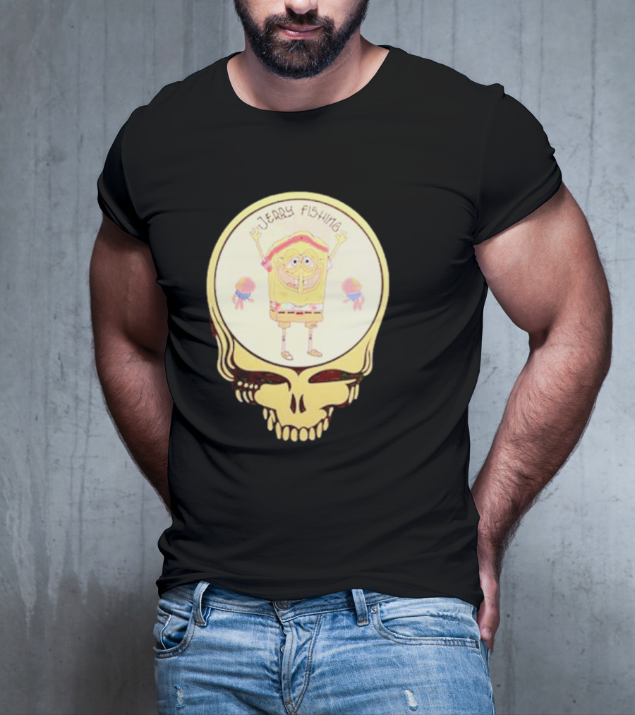 SpongeBob Jerry Fishing Grateful Dead Skull T-Shirt