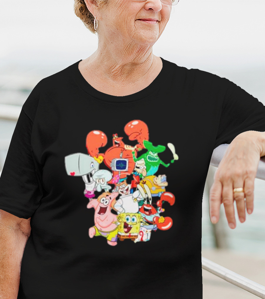 SpongeBob SquarePants Group Shot Pose With Characters From Bikini Bottom T-Shirt