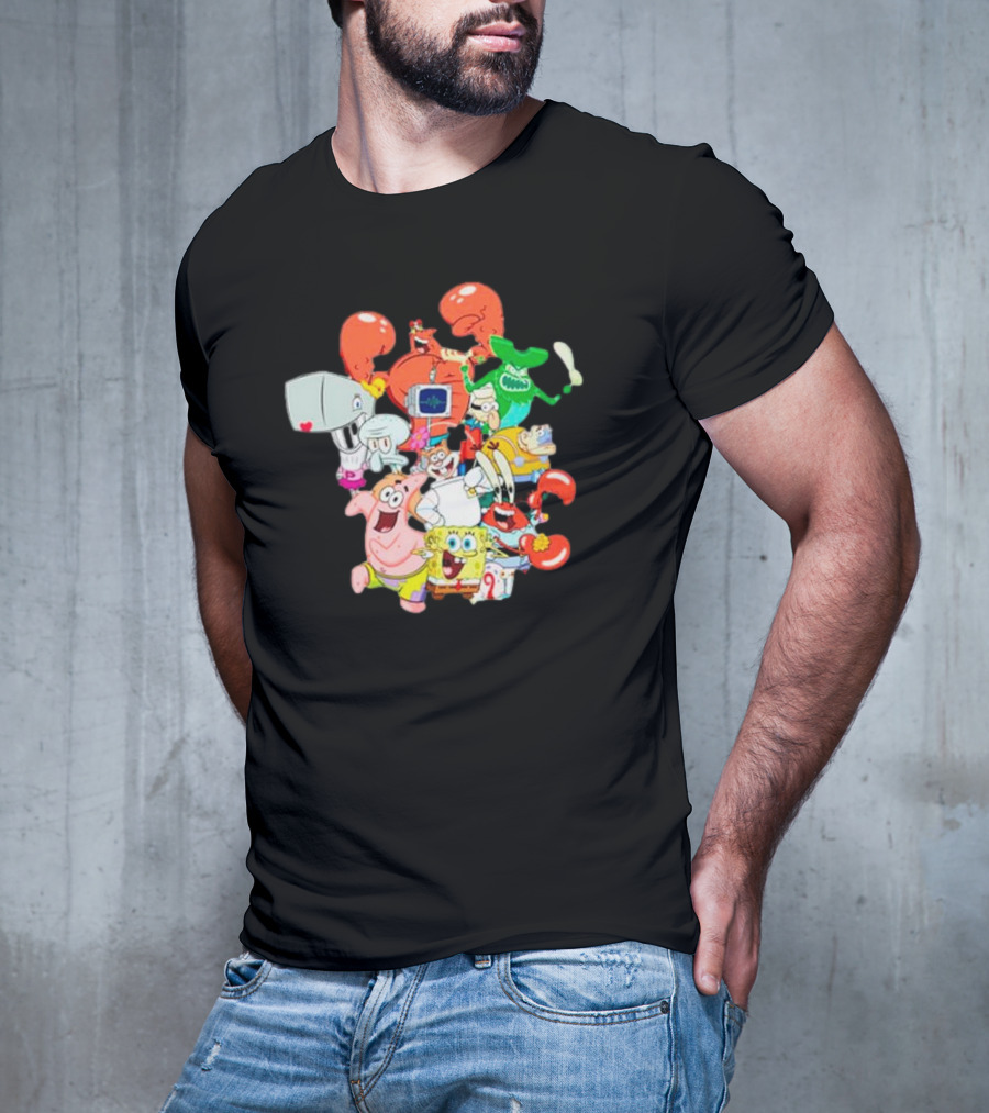 SpongeBob SquarePants Group Shot Pose With Characters From Bikini Bottom T-Shirt