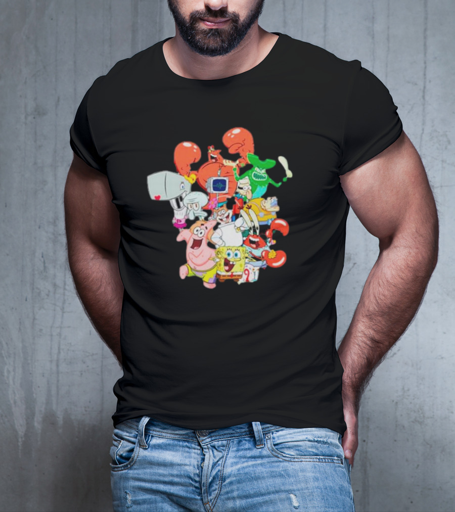 SpongeBob SquarePants Group Shot Pose With Characters From Bikini Bottom T-Shirt