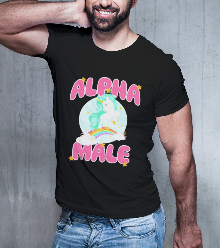 Alanalintao Alpha Male Unicorn Rainbow Stars T-Shirt