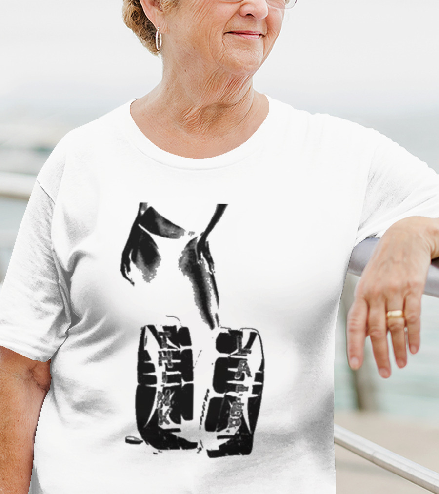 Tatemcrae Think Later Bold Legs Striking Pose In Monochrome T-Shirt