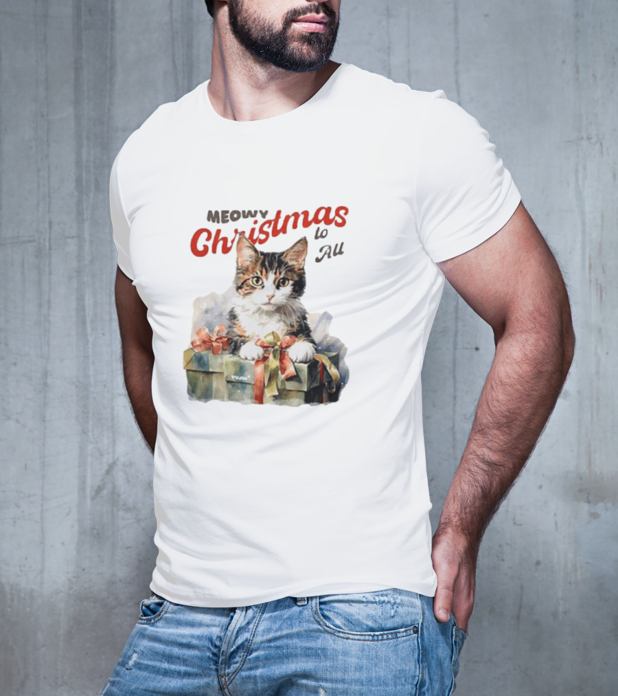 Meowy Christmas To All Cat In Gift Box T-Shirt