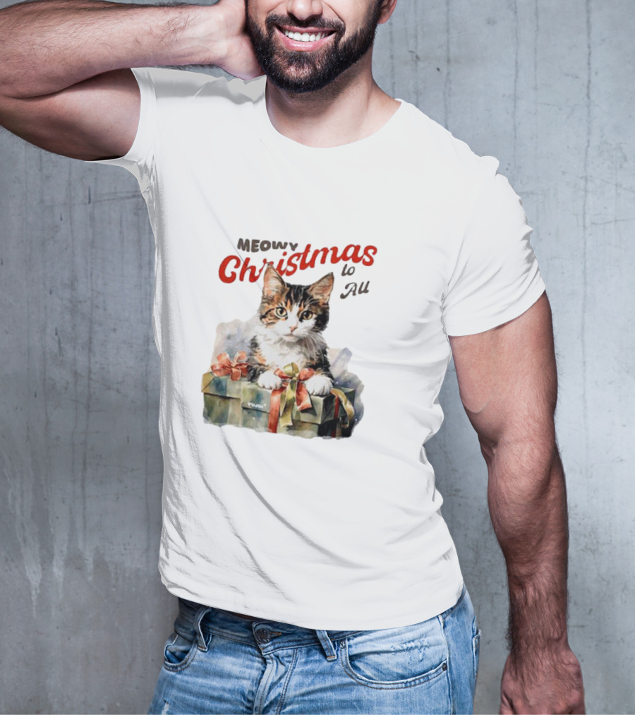 Meowy Christmas To All Cat In Gift Box T-Shirt