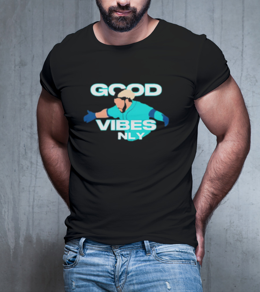 Geno Suarez Good Vibes Only Baseball-Themed T-Shirt