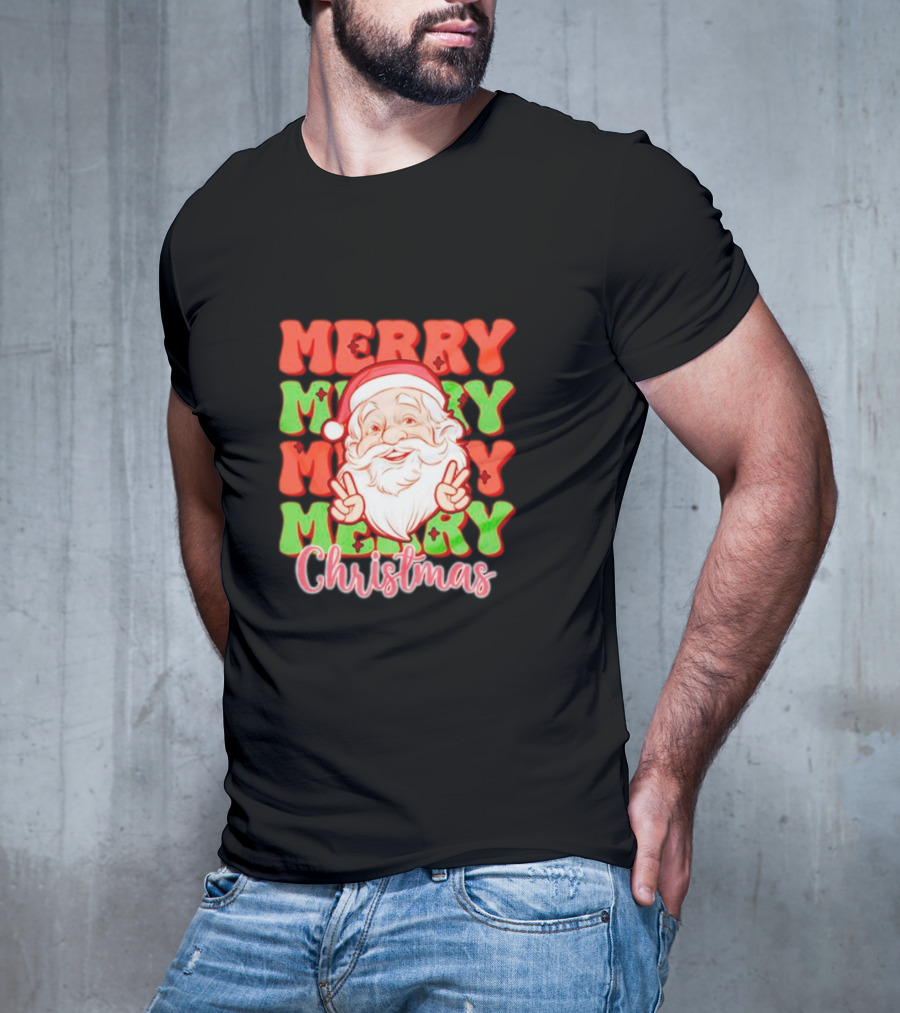 Merry Merry Merry Merry Christmas Santa T-Shirt