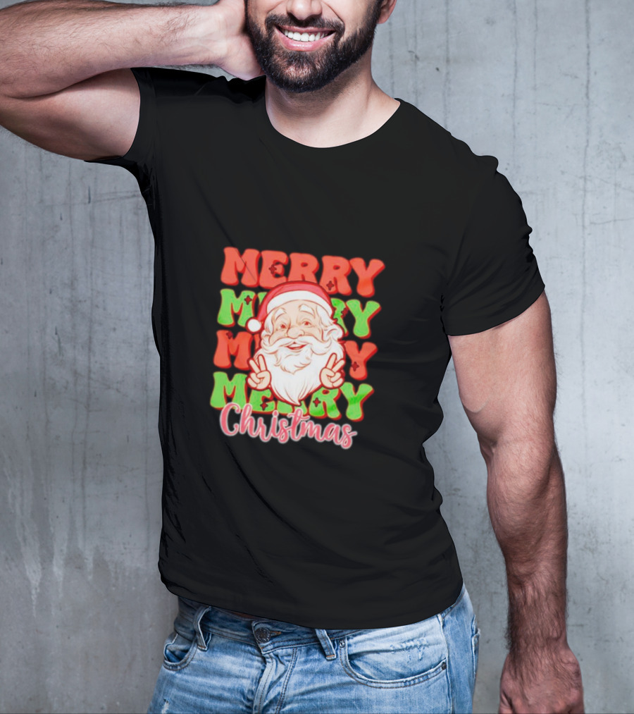 Merry Merry Merry Merry Christmas Santa T-Shirt