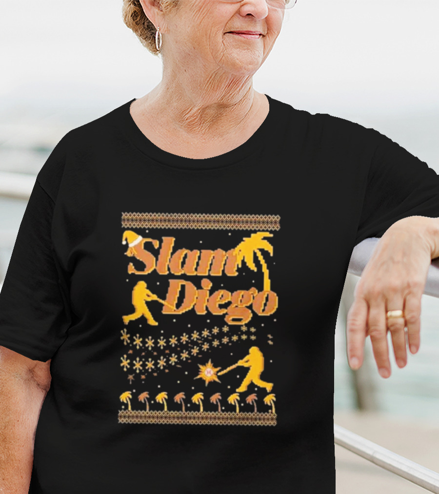 Slam Diego Retro Baseball Palm Trees Starburst T-Shirt