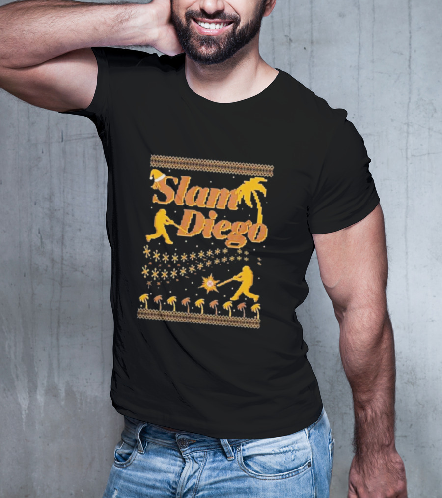 Slam Diego Retro Baseball Palm Trees Starburst T-Shirt
