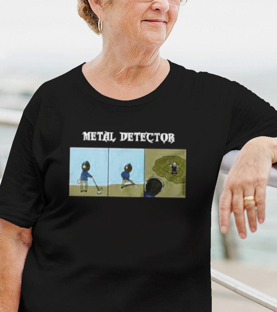 METAL DETECTOR Humorous Comic-Style Alien Discovery T-Shirt