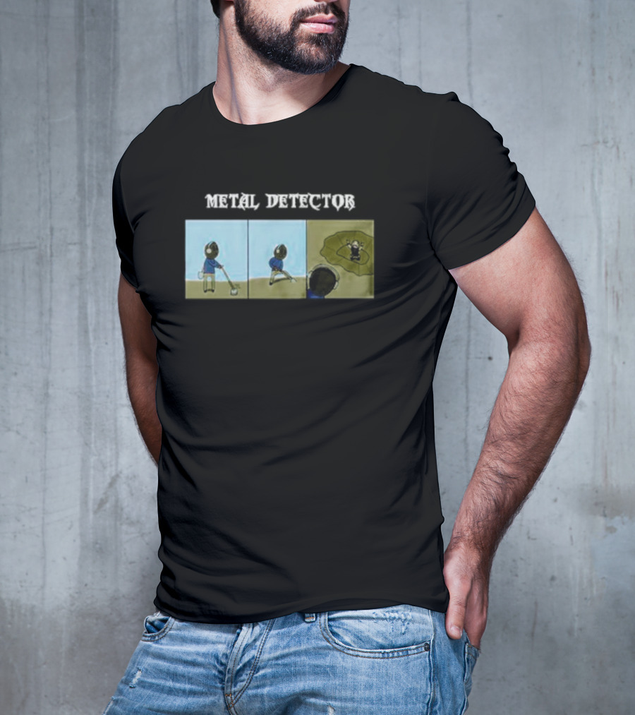 METAL DETECTOR Humorous Comic-Style Alien Discovery T-Shirt