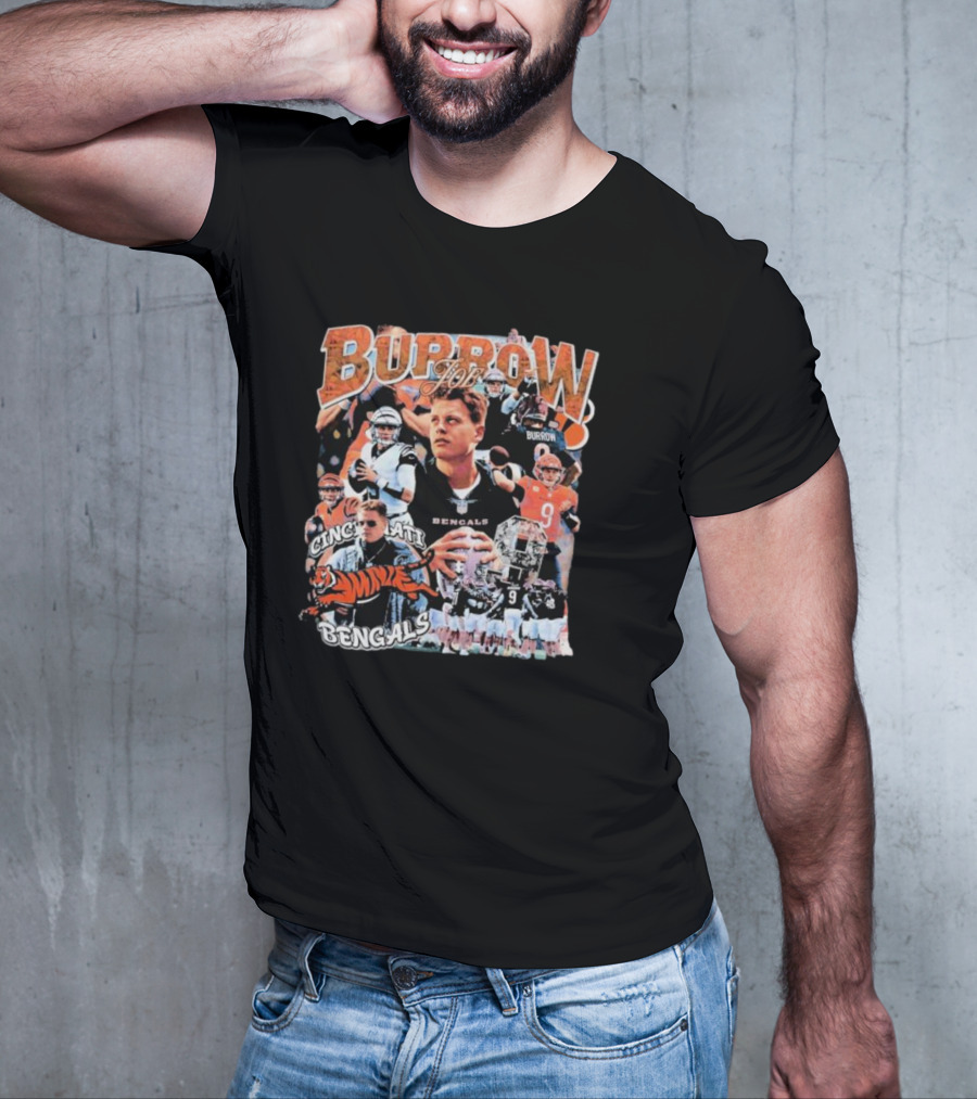 Joe Burrow Cincinnati Bengals Quarterback Collage Tiger Team Spirit T-Shirt