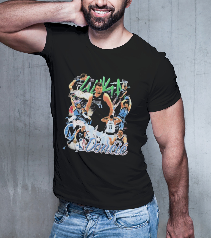 Luka Dončić NBA Mavericks 77 Action Collage T-Shirt