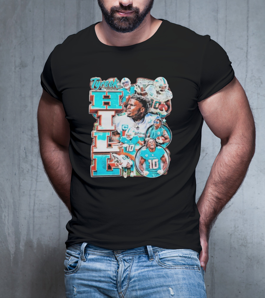 Tyreek Hill Miami Dolphins Football Player Collage T-Shirt